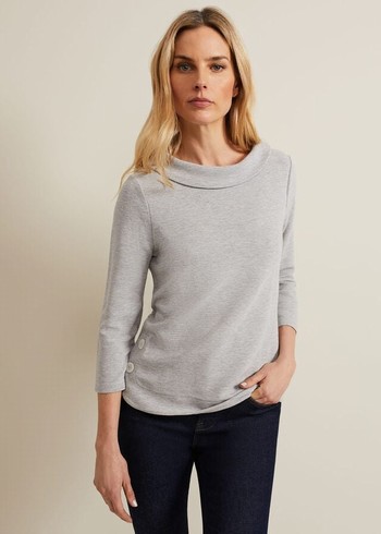 Phase Eight Remy Textured Cowl Neck T Shirts Grey Canada | TPBJNC-190